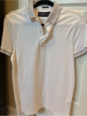 Abercrombie & Fitch White Polo with Gray Trim